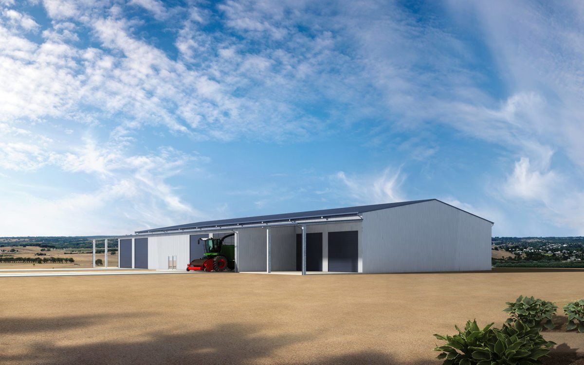 Workshop with 9m enclosed awning